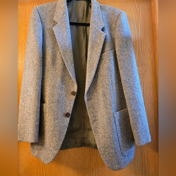 YSL Herringbone Wool Gray Blazer - Picture 1 of 8